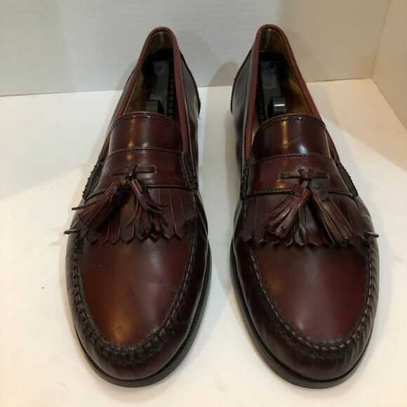 GH Bass Co Layton Mens 13 D Burgundy Leather Kiltie Tassel Loafers Shoes